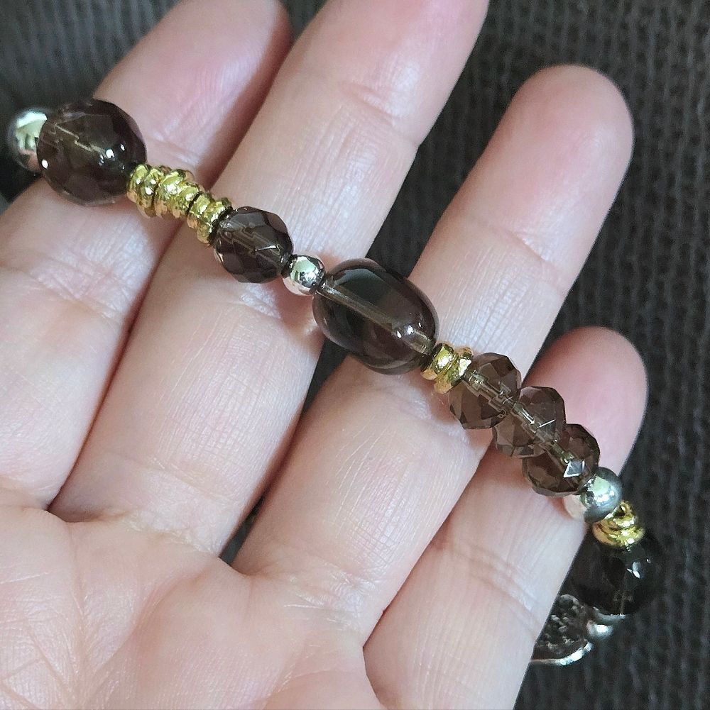 Noa Zuman Simulated Smokey🔥 Quartz Stretch Bracelet - NWT - Picture 4 of 16